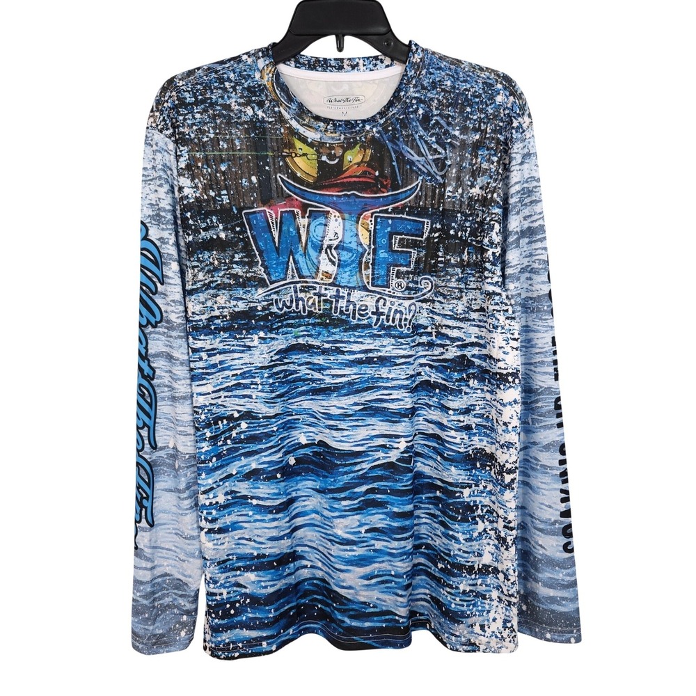 NEW What The Fin‎ Reel Backbone Fishing Shirt Medium Performance Unisex UPF 50+